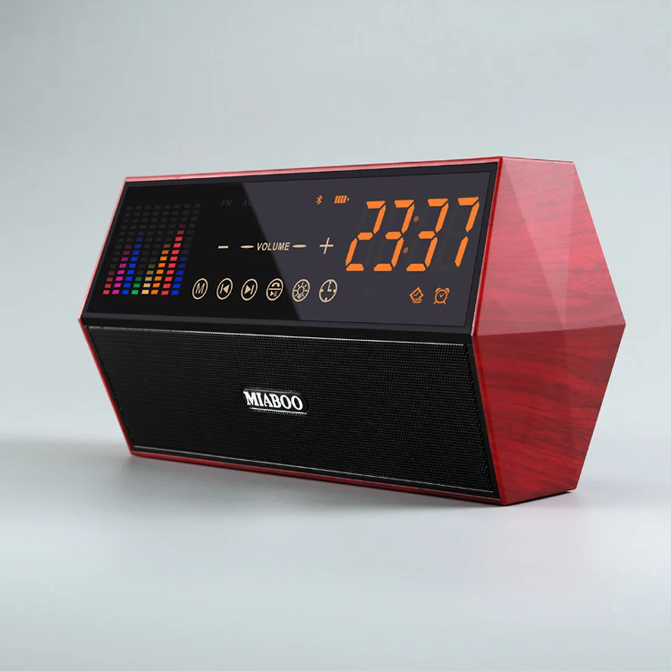 Red Wood Grain Деревянный НЧ-динамик классический ретро Bluetooth динамик 10 Вт громкий динамик Supprot TF карта AUX fm-радио светодиодный музыкальный Саундбар беспроводной - Цвет: Red Wood Grain