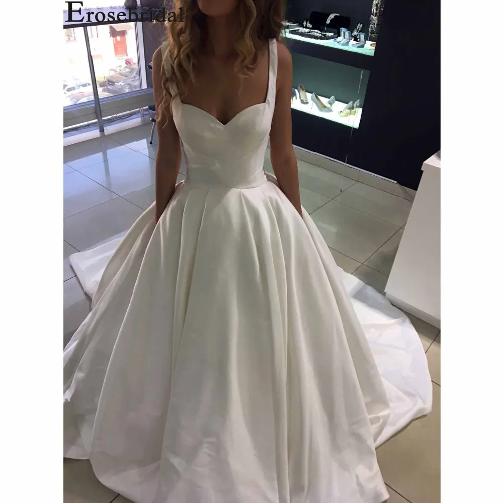 Свадебное бальное платье Erosebridal атласное с длинным шлейфом элегантное Милое на