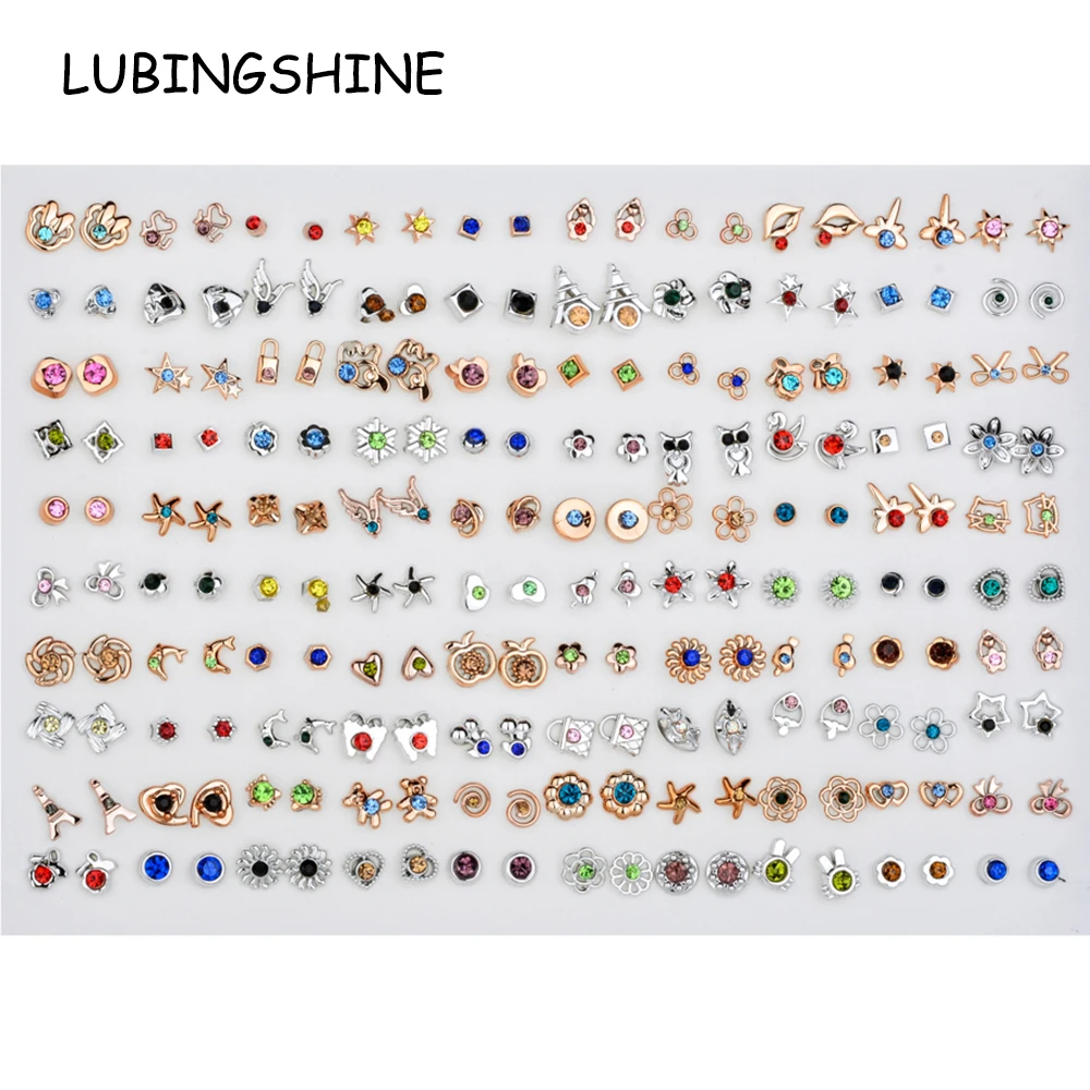 Женские маленькие серьги гвоздики LUBINGSHINE набор из 100 пар/Лот с акриловыми