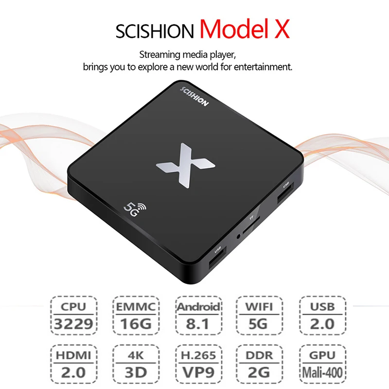 SCISHION модель X 4 K смарт ТВ коробка Android 8 1 Rockchip3229 контейнер под элемент питания 2 Гб