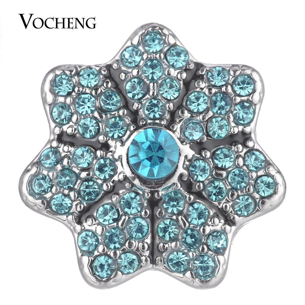 

10PCS/Lot Wholesale Vocheng Ginger Snap Flower Button Interchangeable Filled Rhinestone 4 Colors 18mm Vn-1768*10