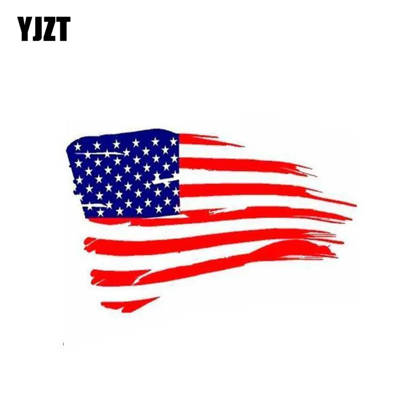 

YJZT 11.2CM*7CM Distressed Blue And Red American Flag Decal Car Sticker USA Accessories 6-0813