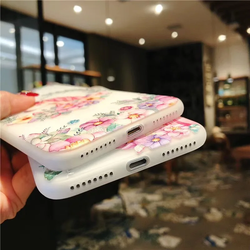 Чехол для iphone X 6 6S plus мягкий силиконовый чехол Boucho 5 5S SE с цветочным рисунком и