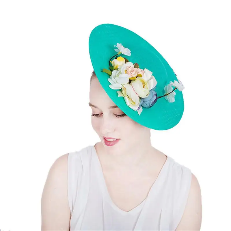 Шляпа в европейском и американском стиле с большими дисками шелковыми цветами