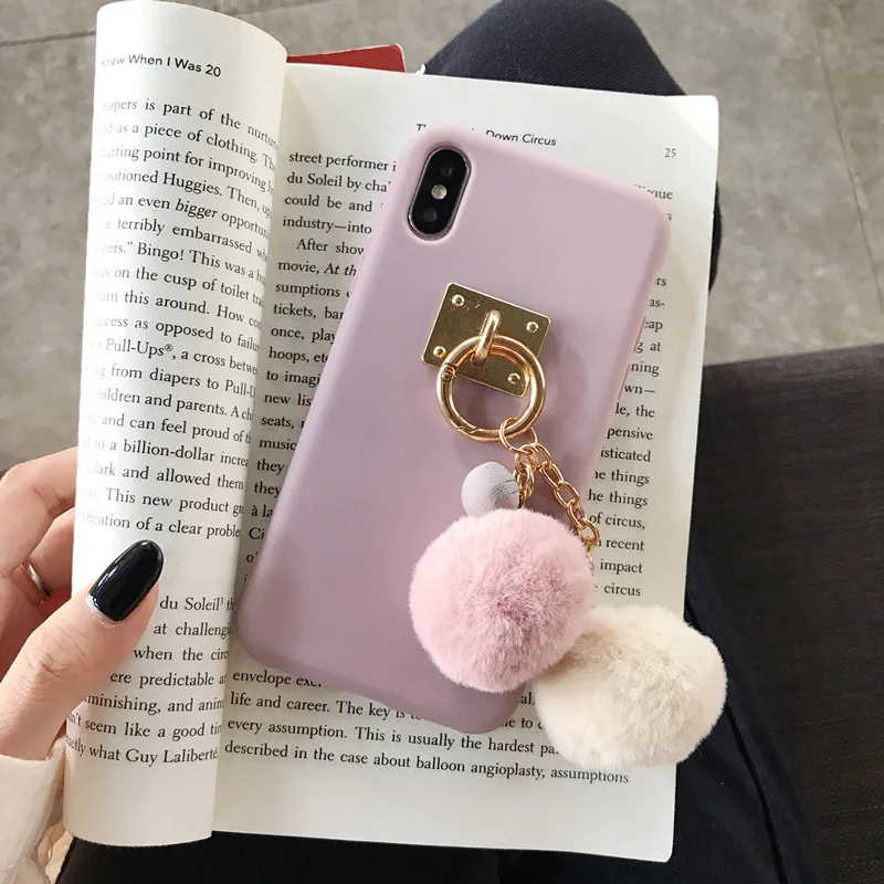 A Роскошный милый 3D брелок из меха лисы мягкий чехол для телефона для iphone X XR XS 11 Pro MAX 6S 7 8 plus для samsung S8 S9 S10 Note cover - Цвет: A