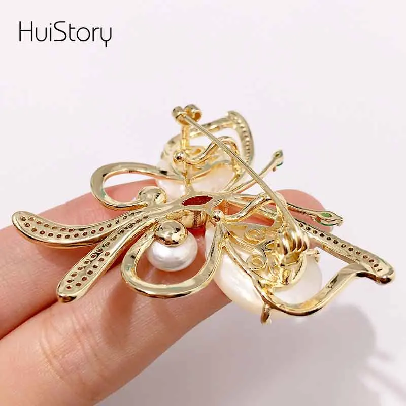 HUISTORY New Luxury High Quality Butterfly Brooches For Women Fashion Zircon Jewelry Animal Crystal Brooch and Pins Gift | Украшения и