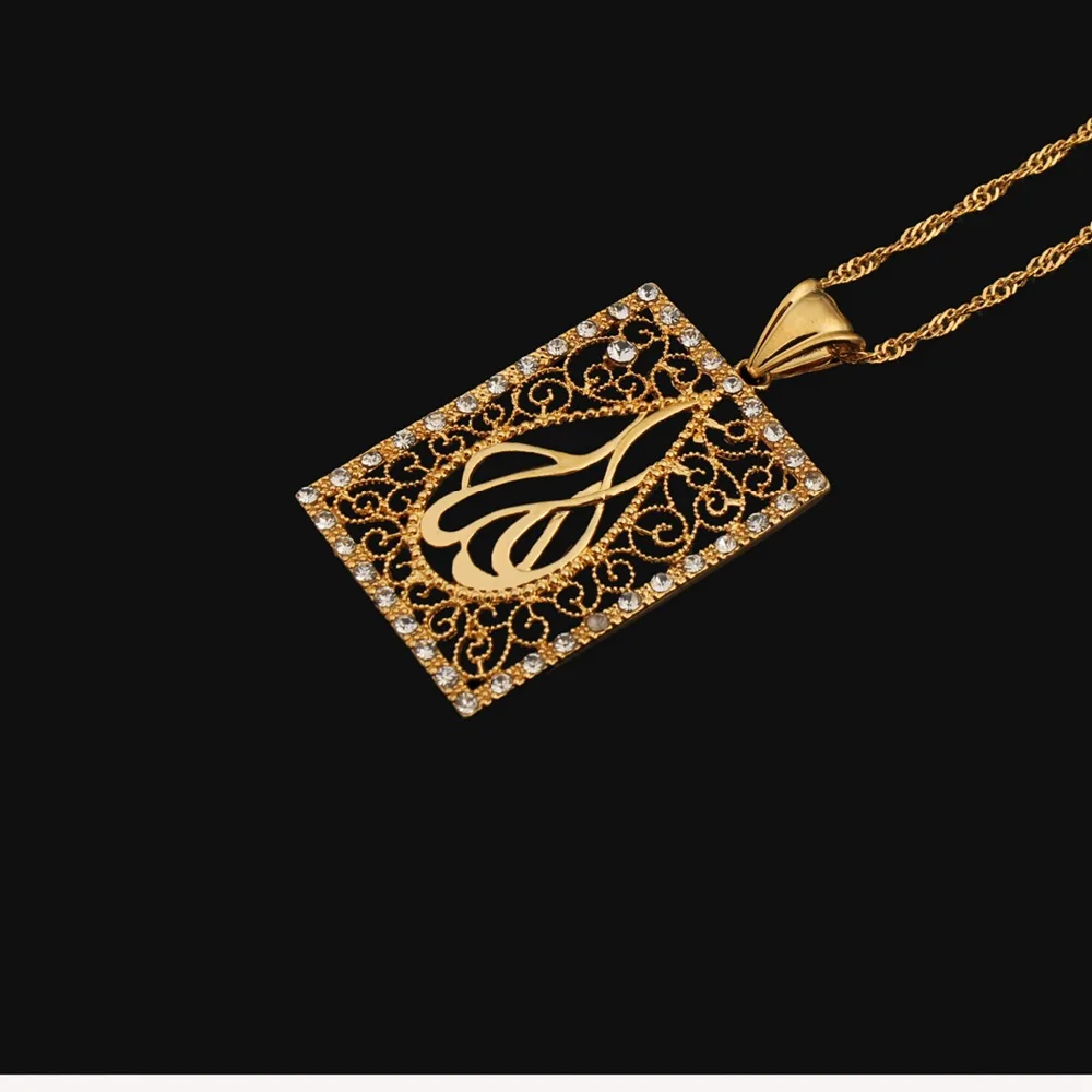 Модные украшения. Ожерелье с подвеской золотого цвета Аллах Женские аксессуары