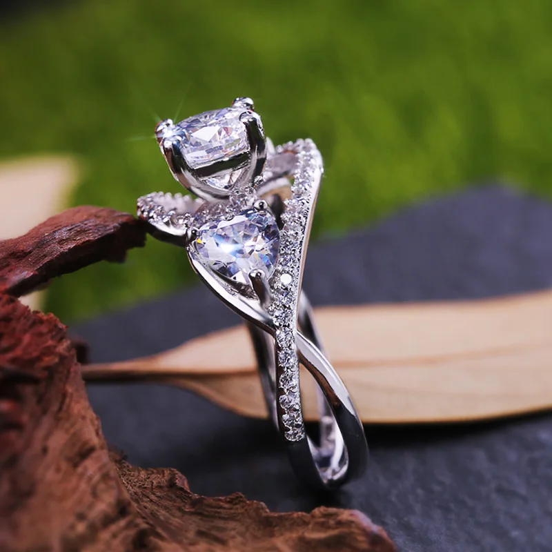 Huitan Ретро Обручение кольцо Винтаж шпагат веточка дизайн с блестящий хрустальный