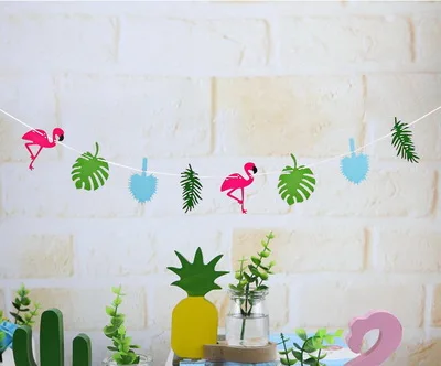 Фламинго тема летние вечерние украшения флаг кактус ананас тропические северные