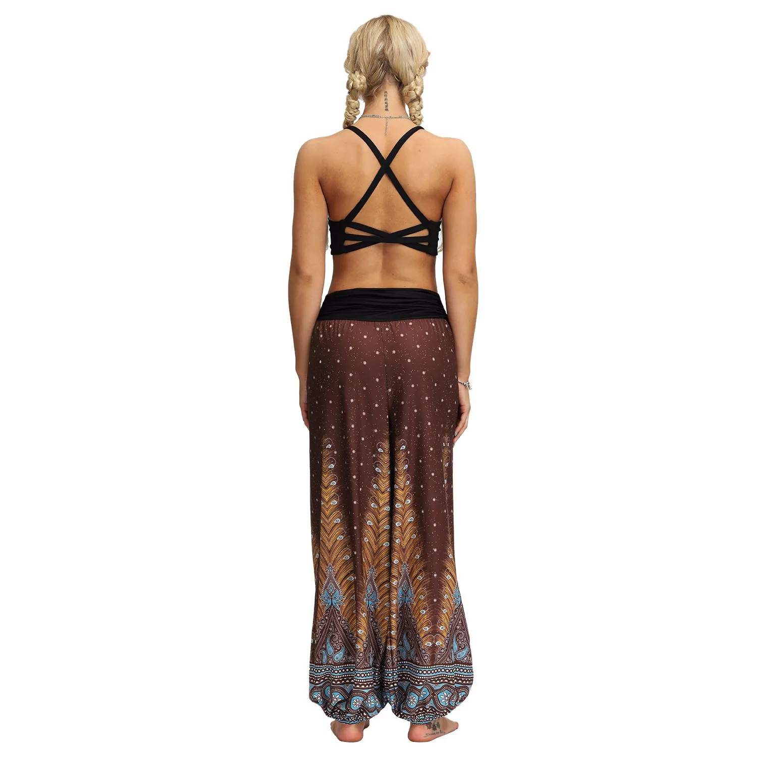 Мужские и женские повседневные свободные хиппи Йога широкие брюки Boho шаровары тренажерный зал богемные леггинсы mujer фитнес#25