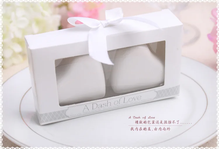 

2016 New Arrival A Dash of Love Ceramic Heart Salt Pepper Shakers 50SET/Lot wedding party baby shower favor gifts