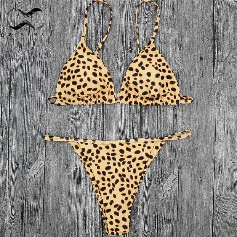 Bikinx треугольники купальники для малышек женщин 2018 Леопардовый желтый комплект