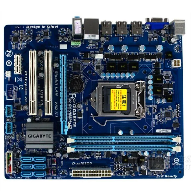Для Gigabyte GA H55M S2 оригинальная б/у материнская плата для настольного компьютера H55