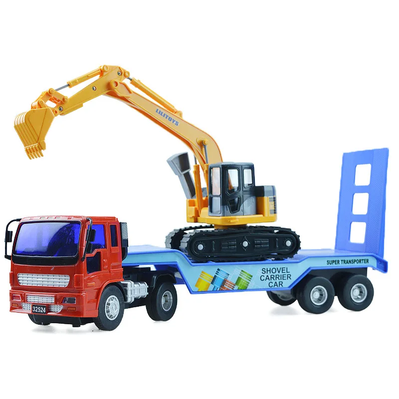 Simulation trailer excavator cars Model Combination series Alloy Plastic Transport Inertial engineering vehicles Toys | Игрушки и хобби