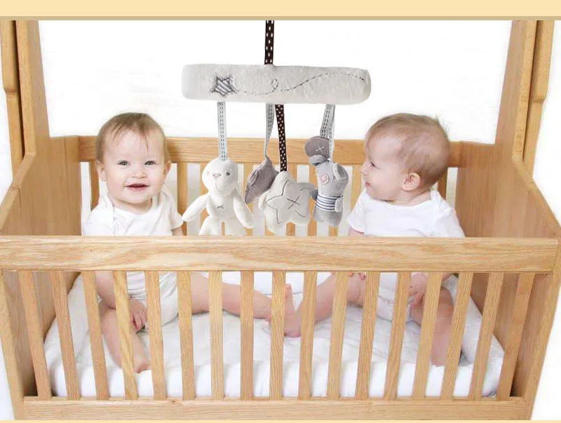 Creative Infants Cradle Cute Rabbit baby music hanging bed safety seat plush toy Hand Bell Multifunctional Plush Toys