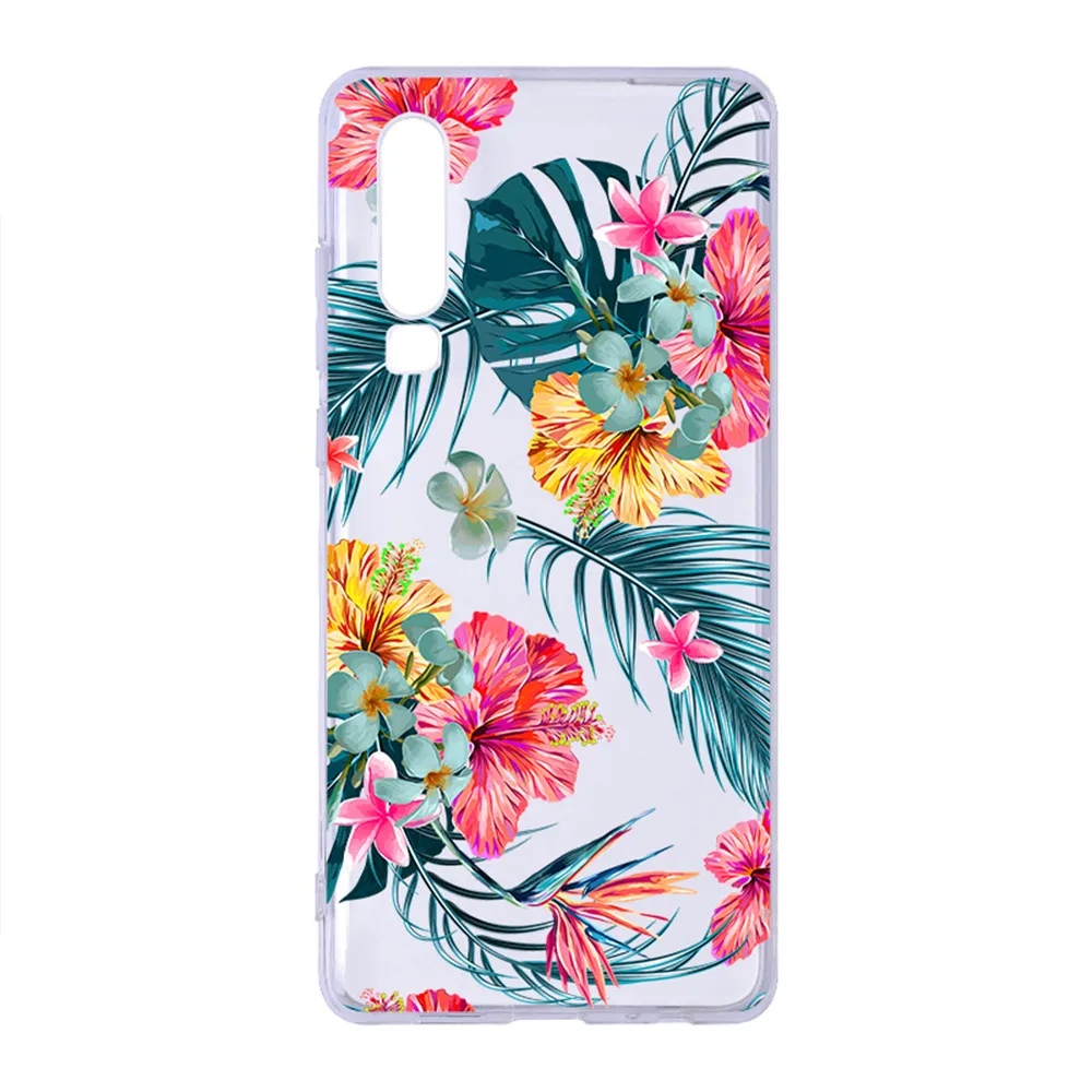 

Phone Case For Huawei P20 P30 Pro Lite Case Fashion Flower Transparent Soft TPU Silicone Cover For Huawei P30 Lite P20 Case Capa