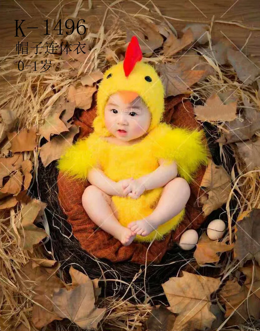 2017 Fashion show Newborn Babys Boy Girls Costume Photo Photography Prop Chick Hat Siamese Clothes Outfits Studio | Детская одежда и