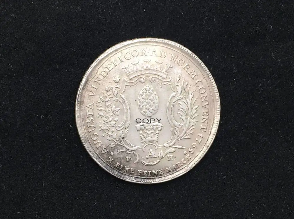 Хороший 1765 немецкие Штаты (Аугсбург) 1 Conventionsthaler Franz I в 90% Серебро Точная имитация