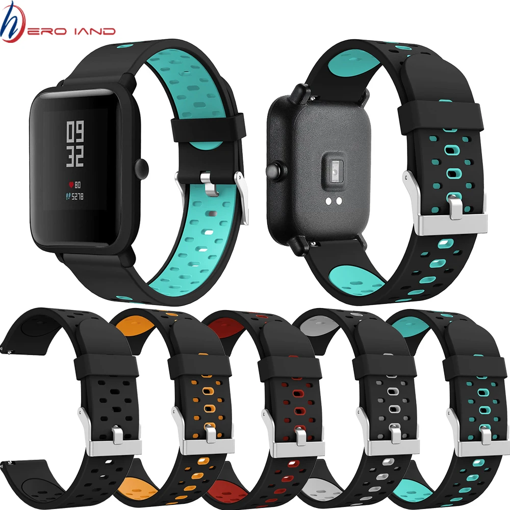 20 мм силиконовый ремешок браслет для Huami Amazfit Bip Xiaomi mijia кварц Garmin Forerunner 645 Vivoactive