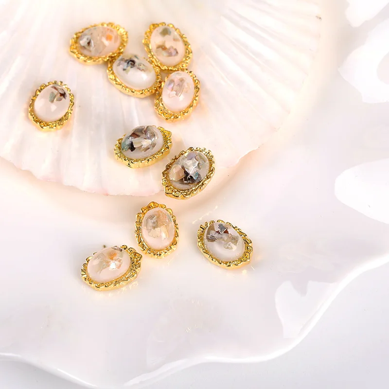 10 шт./лот дизайн ногтей 3D украшения Металл Овальный Золотой мозаика