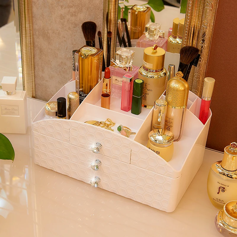 Многослойный ящик для хранения косметики с зеркалом большой туалетный столик
