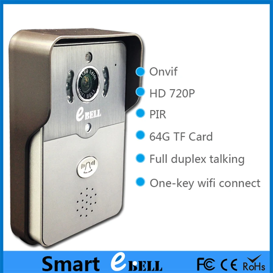 HD 720P PIR сигнализация Обнаружение движения WIFI IP дверной звонок с 433 МГц внутренний