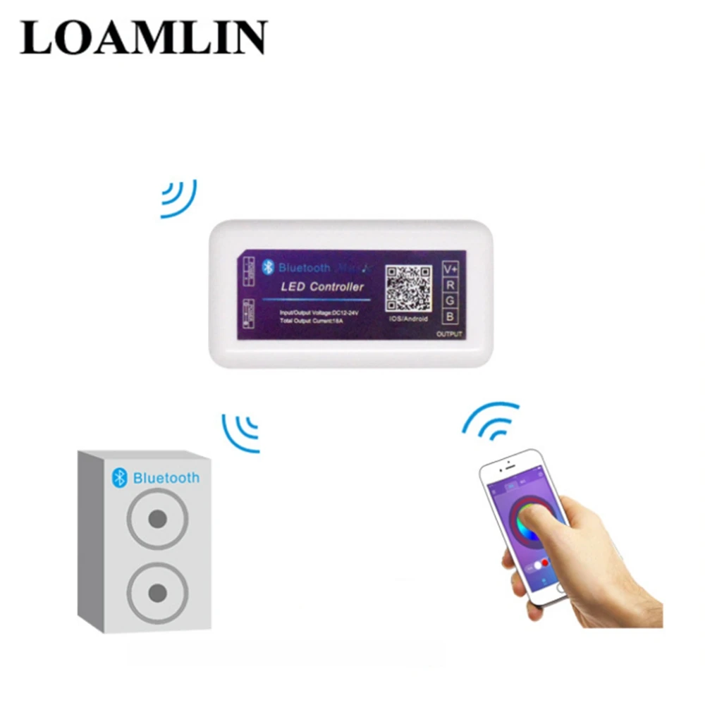 RGB контроллер DC 12 В 24 в 18A светодиодный музыкальный Bluetooth для SMD 5050 3528 светодиодной