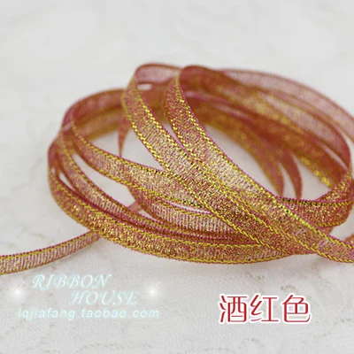 wine red 22 м/лот) 1/4 ''(6 мм) коралловый розовый кристалл яркая атласная лента красочные Рождество подарок на день рождения посылка ленты ремесло diy - Цвет: wine red