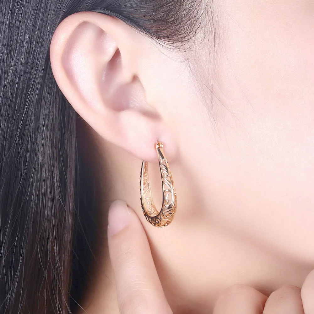 Retro 925 Sterling Silver Hoop Earrings Women Hollow Ancient Pattern Big S925 Lady Party Ears Ornament White Gold Color | Украшения и