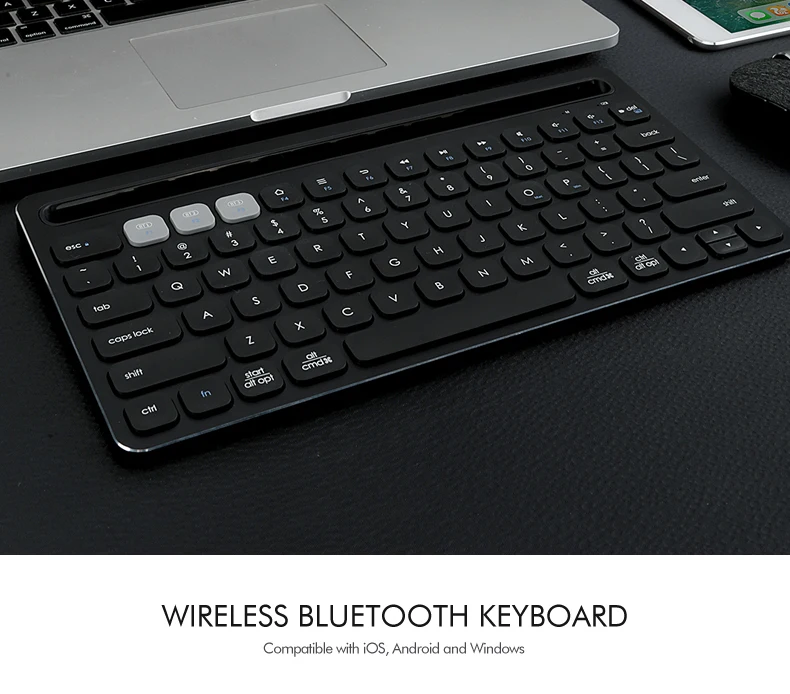 Алюминиевая Bluetooth беспроводная клавиатура 78 клавиш, перезаряжаемая и ультратонкая клавиатура перезаряжаемая для компьютера/ноутбука/планшета/телефона