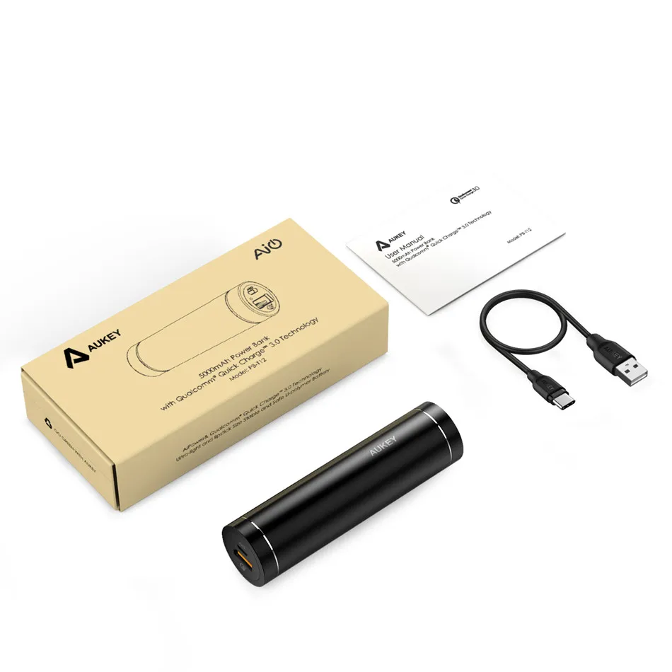 Aukey Запасные Аккумуляторы для телефонов Quick Charge 3.0 5000 мАч Мини Цилиндрические