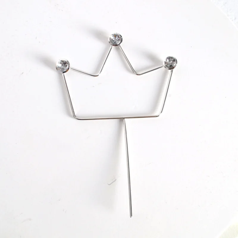 Золотистый серебристый цвета алмаза Металлическая корона торт Toppers Happy