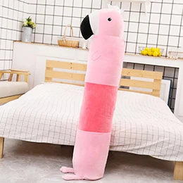 Pink Flamingo Длинные животные плюшевые подушки детские цилиндрические подушку Фламинго/Дино/Жираф/единорог спальный друг Дети/взрослых подарок 100/140 см - Цвет: Pink Flamingo