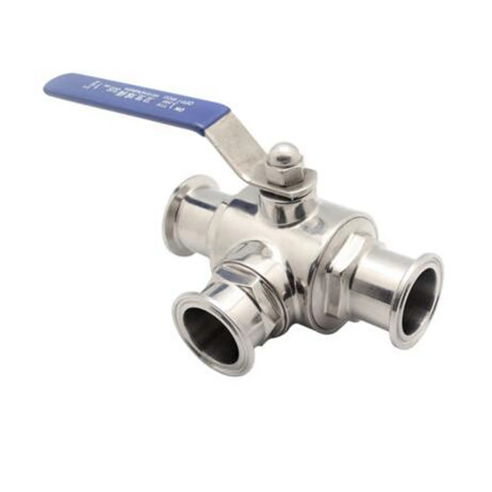 

3/4" - 4" inch Sanitary Stainless 304 Three Way Ball Valve Tri Clamp Connection T Type