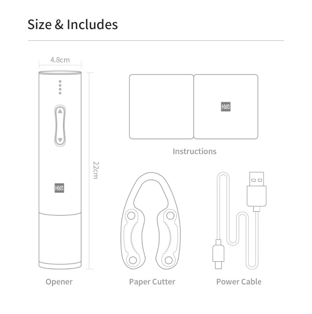 xiaomi Mijia Huohou автоматический штопор для бутылок, набор, Электрический штопор с фольга, резак для xiaomi, комплекты для умного дома