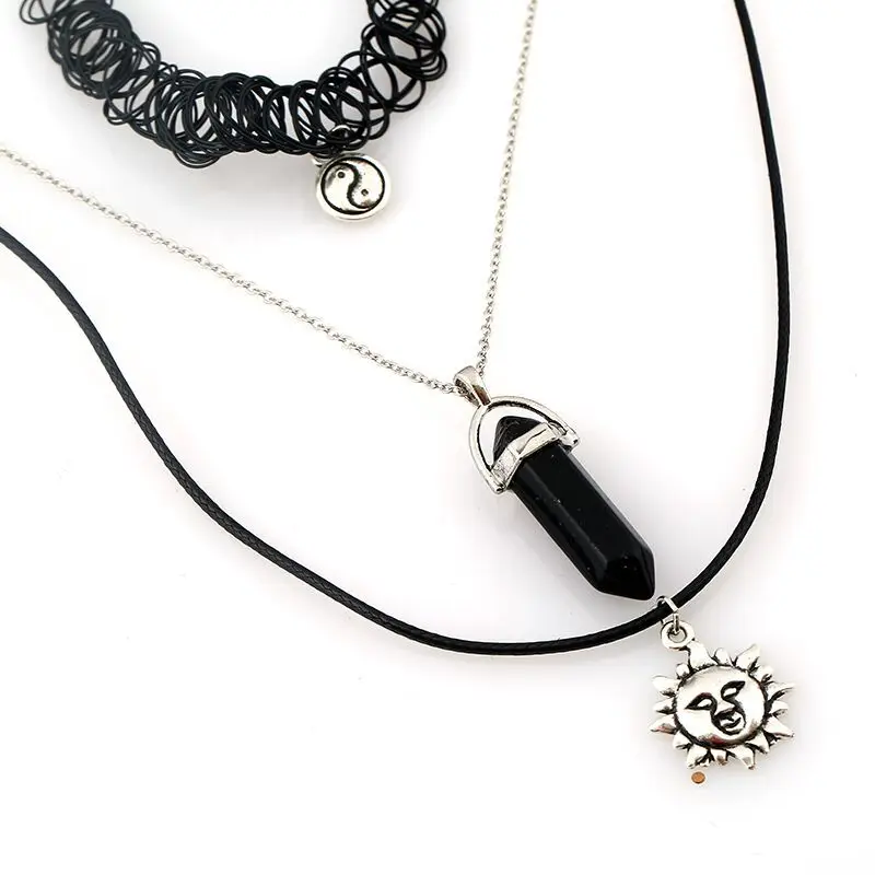 Натуральный Камень Кристалл кварц опал Снежинка обсидиан сердце кулон кожаные