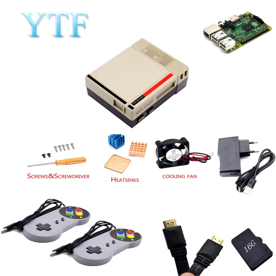 Корпус NESPI NES + карта 16 ГБ вентилятор геймпад 2 шт. адаптер питания ЕС радиатор