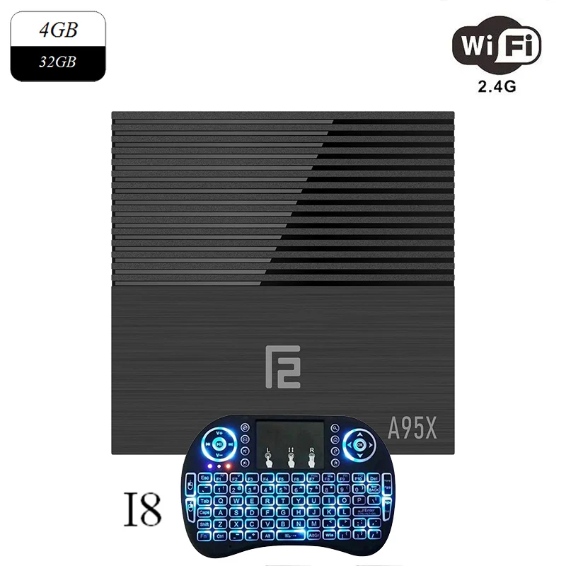 32GB 2.4G Wifi I8 BL EstgoSZ A95X F2 Smart tv Box ОС Android 9,0 4 ГБ DDR3 32 Гб 64 Гб USB2.0& 3,0 HDMI 2,1 мощный процессор S905X2 GPU G31 поддерживает IP tv - Цвет: 32GB 2.4G Wifi I8 BL