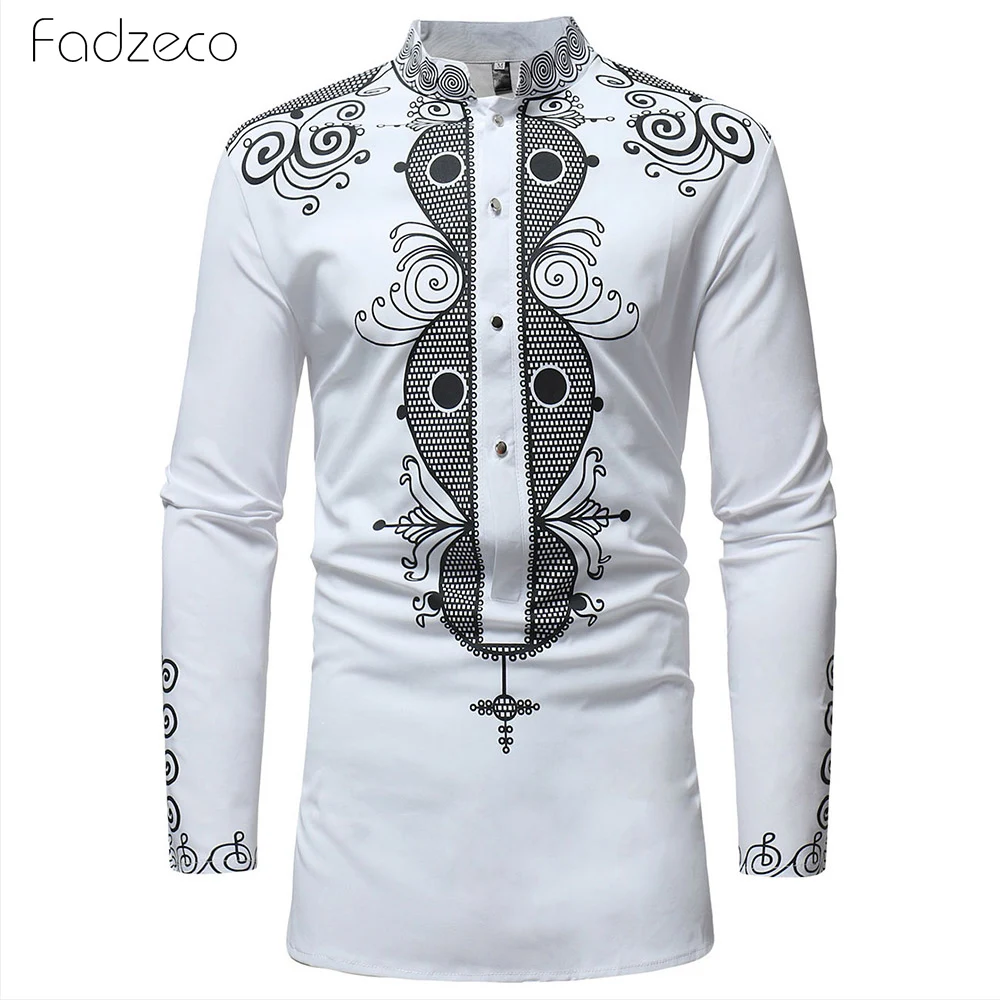 Мужская хипстерская рубашка Fadzeco Классическая в африканском стиле с принтом