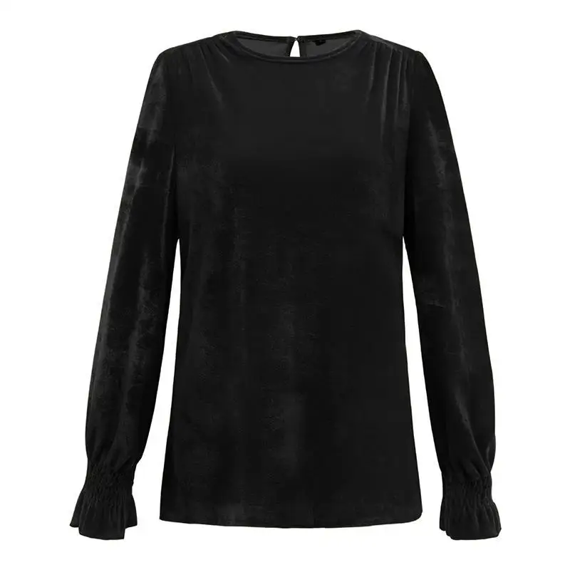 Женская футболка, женские зимние топы, женские, с круглым вырезом, Blusas, с длинным рукавом, бархатная футболка, повседневные женские футболки SJ1369X