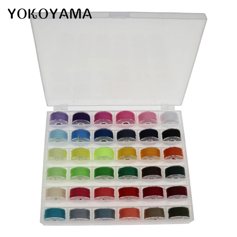 YOKOYAMA 36 шт. прозрачный пустой катушки Шпулька металлический чехол 25 сетка чехол для хранения Коробка для Brother Janome Singer Elna Швейные машины катушки