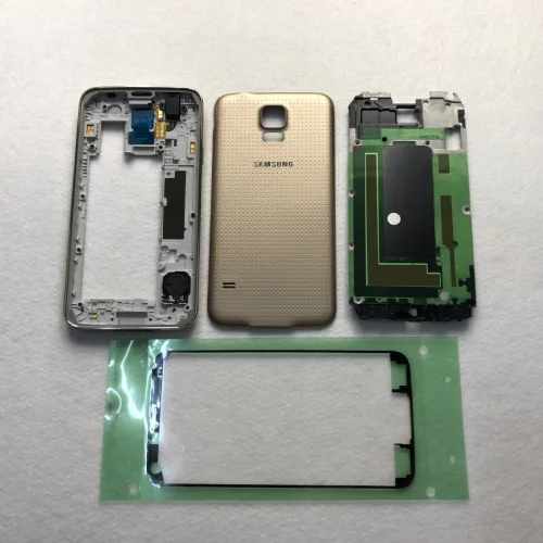Золотой Чехол для samsung Galaxy S5 G900 i9600 G900F G900H с полным корпусом, задняя крышка для аккумулятора со средней рамкой, замена S5+ наклейки - Цвет: Золотой