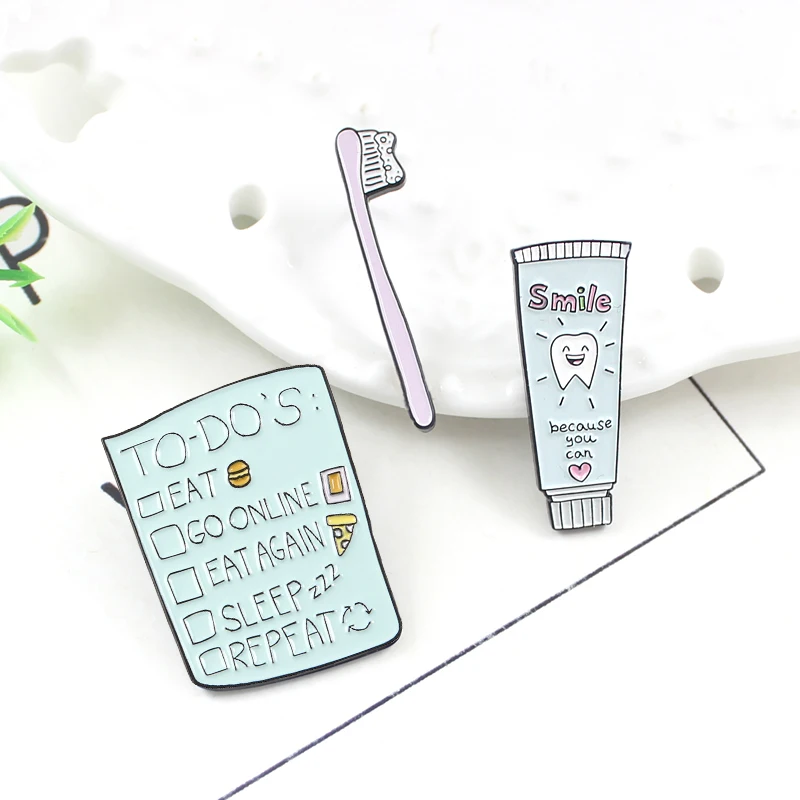 GDHY симпатичная зубная паста с улыбкой заколки Брошь список меню брошь