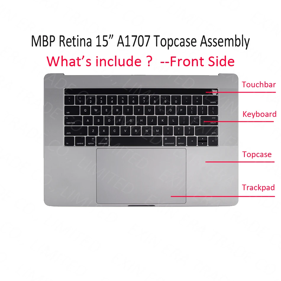 661-06378 серебристо-серый для Macbook Pro 15 &quotA1707 Topcase с клавиатурой US English Trackpad Touch Bar