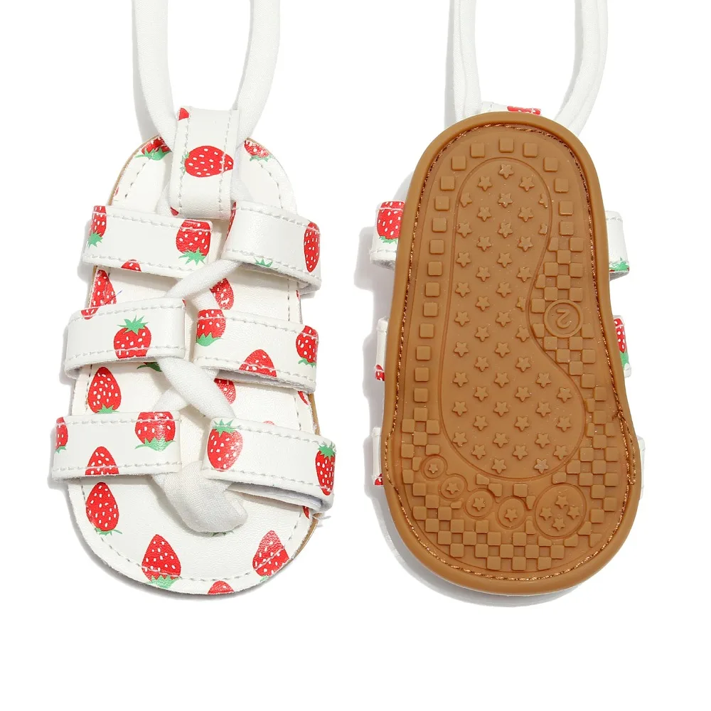 

2020 Hongteya PU Leather Summer Baby Girls Sandals Flat Heels Lace-up Rome Sandals 0-24M Baby High Gladiator Sandals Hard Soled