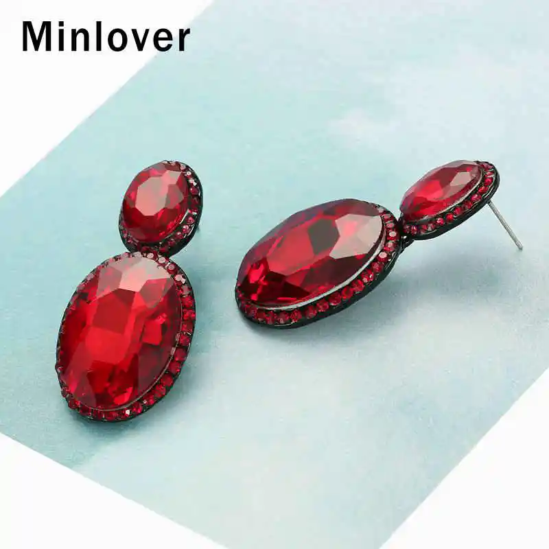Женские Геометрические длинные серьги Minlover с крупными стразами 4 цвета 2019 |