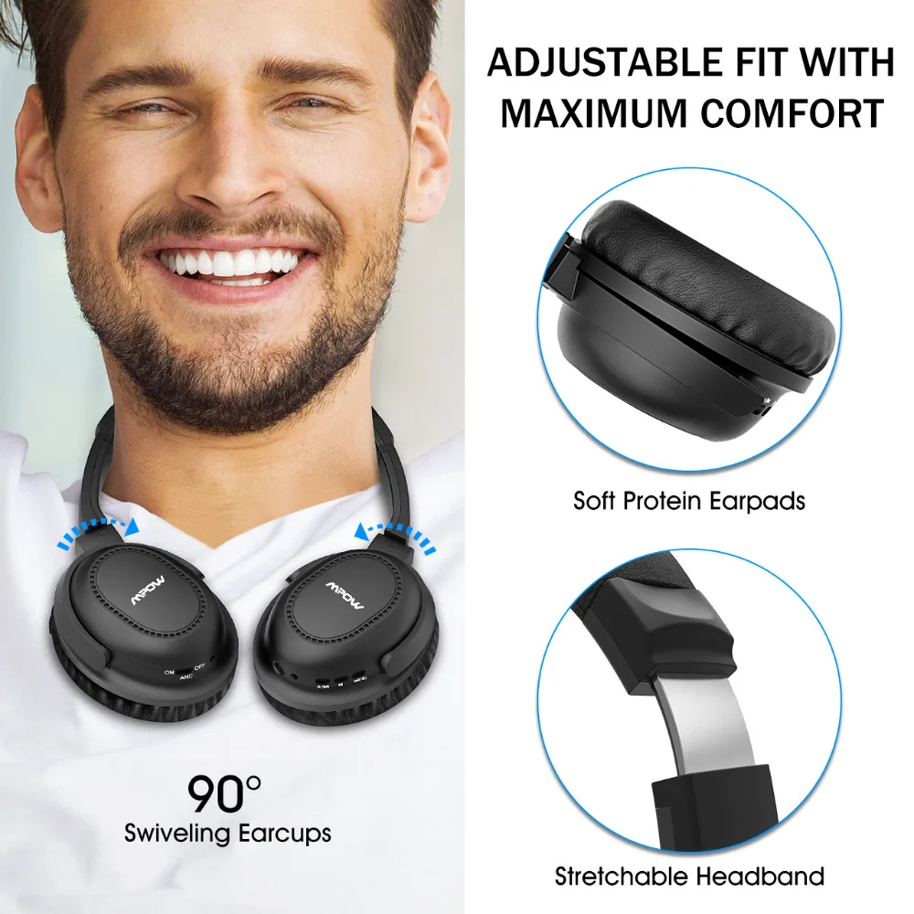 ANC Mpow Bluetooth наушники Беспроводной для iphone 8 7 6S Ipod Android Pad ТВ PC Active Шум шумоподавления