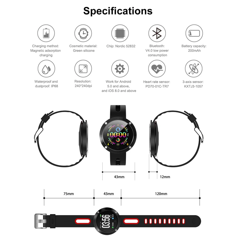 DM58 плюс модные часы Smart Watch ремешок ремни сердечного ритма крови Давление смарт