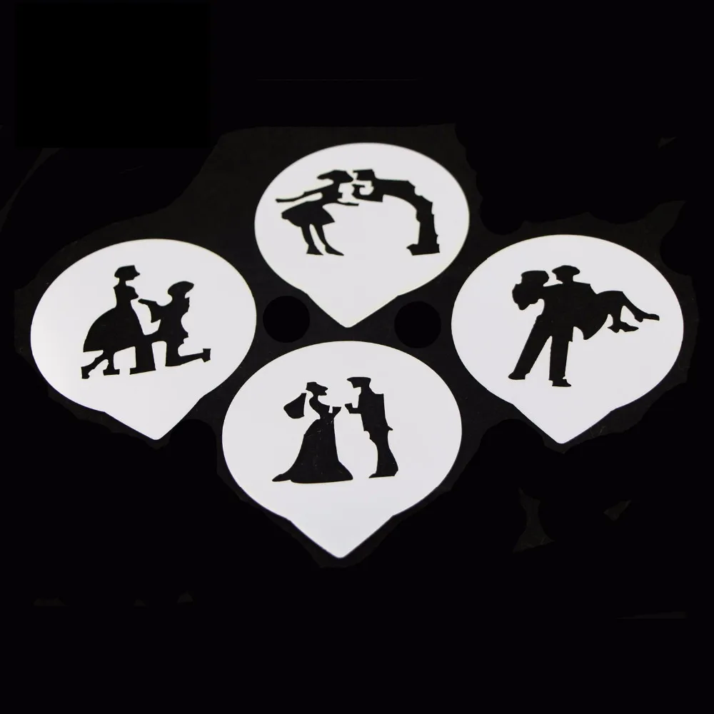 4 шт. трафарет для кофе романтические влюбленные Инструменты выпечки