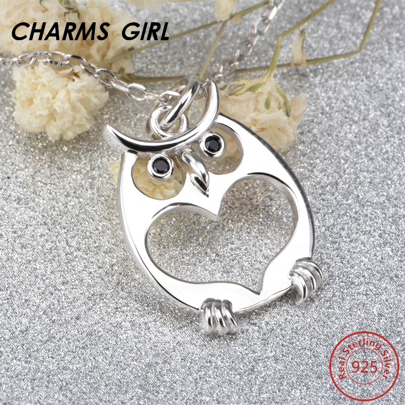 Подвески Девушка Сова ожерелье стерлингового серебра 925 ювелирные изделия для